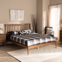 Baxton Studio MG0064-Walnut-Queen Abel Classic and Traditional Transitional Walnut Brown Finished Wood Queen Size Platform Bed 